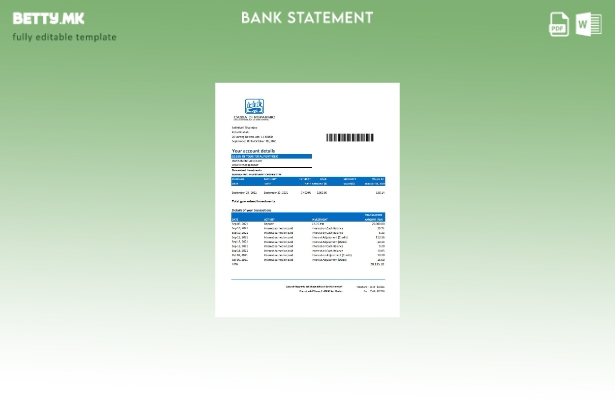 модерен стил Сан Марино Каса ди Риспармио шаблон ексел извод од банка